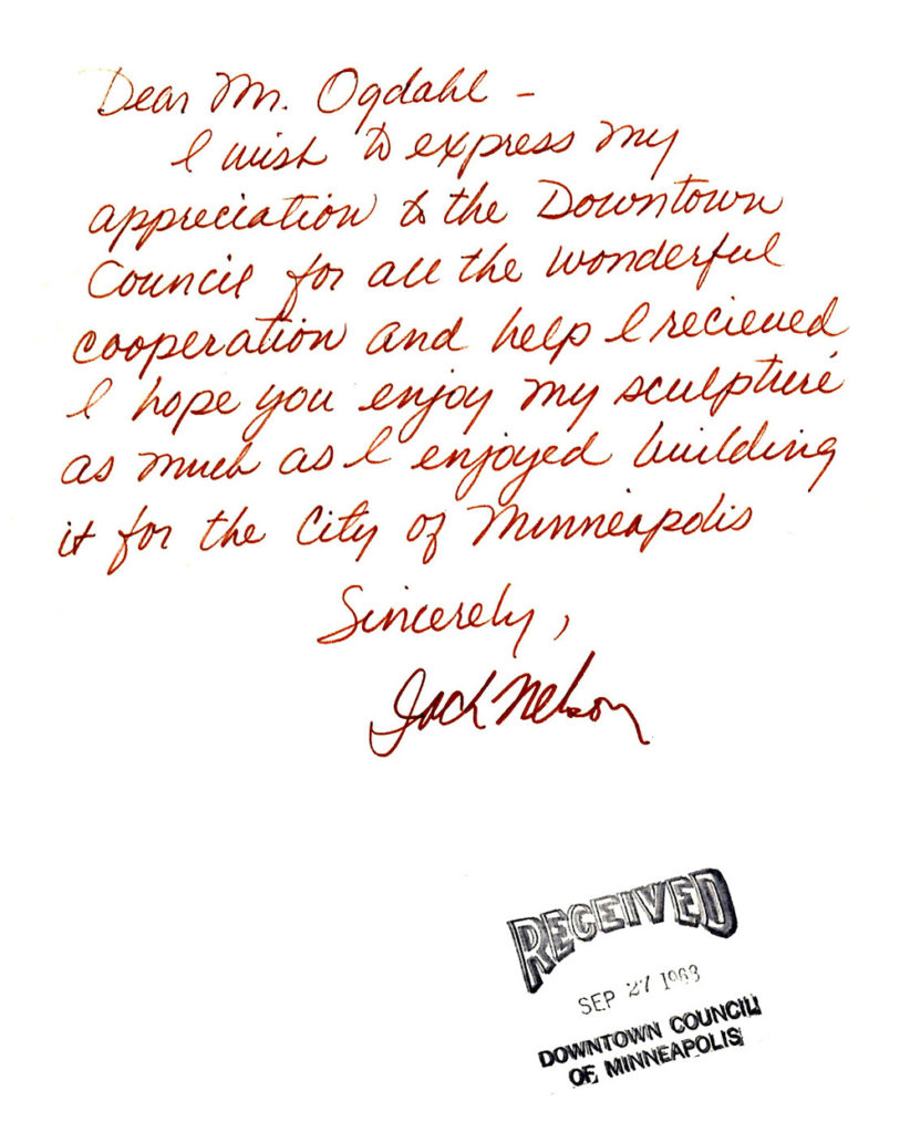 Handwritten personal note from Jack Nelson in 1968