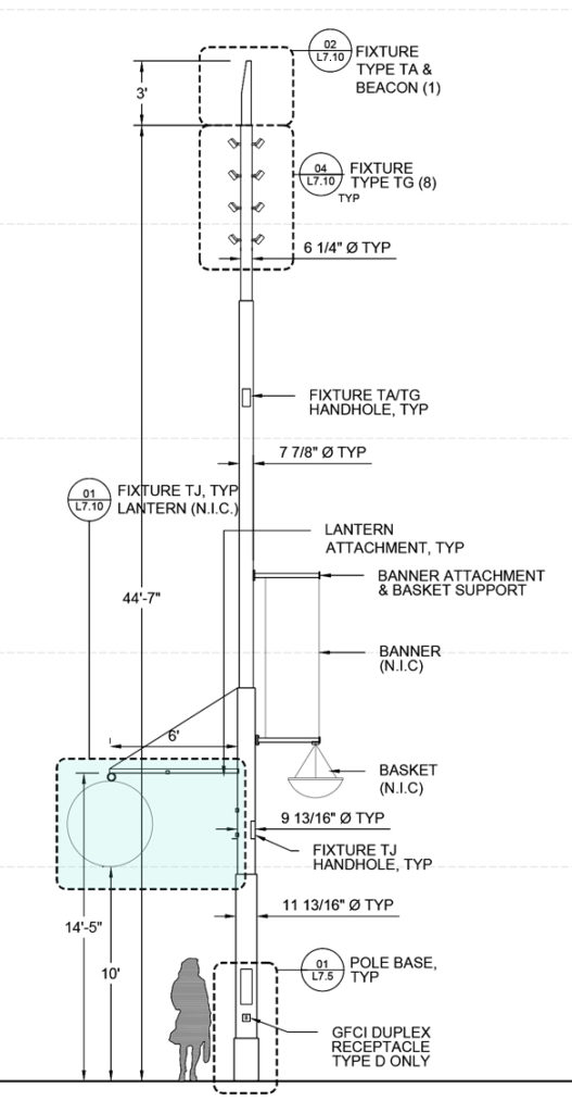 Schematic drawing of light pole.