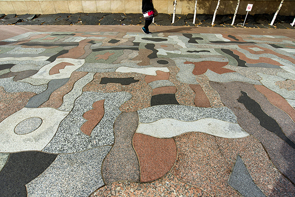 George Morrison's 200-piece granite mosaic on Nicollet