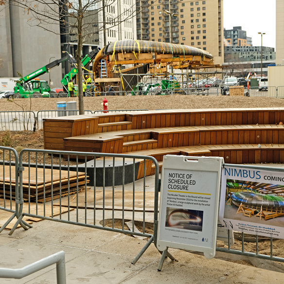 View of location for Nimbus in front of Central Library